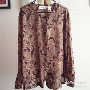 CHAUS BLOUSE,  BROWN, SIZE 20